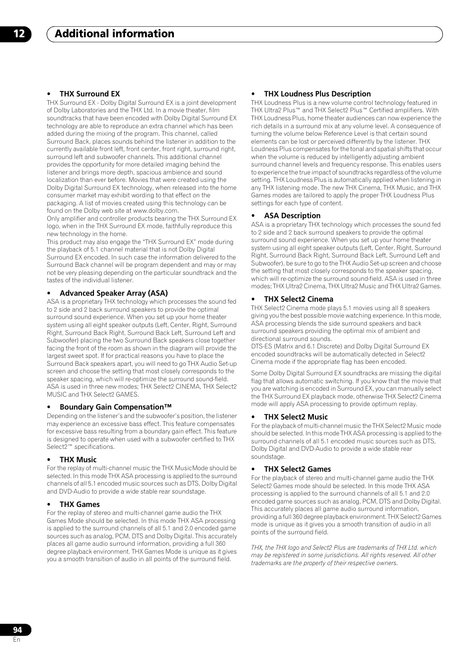 Additional information 12 | Pioneer VSX-LX53 User Manual | Page 94 / 110