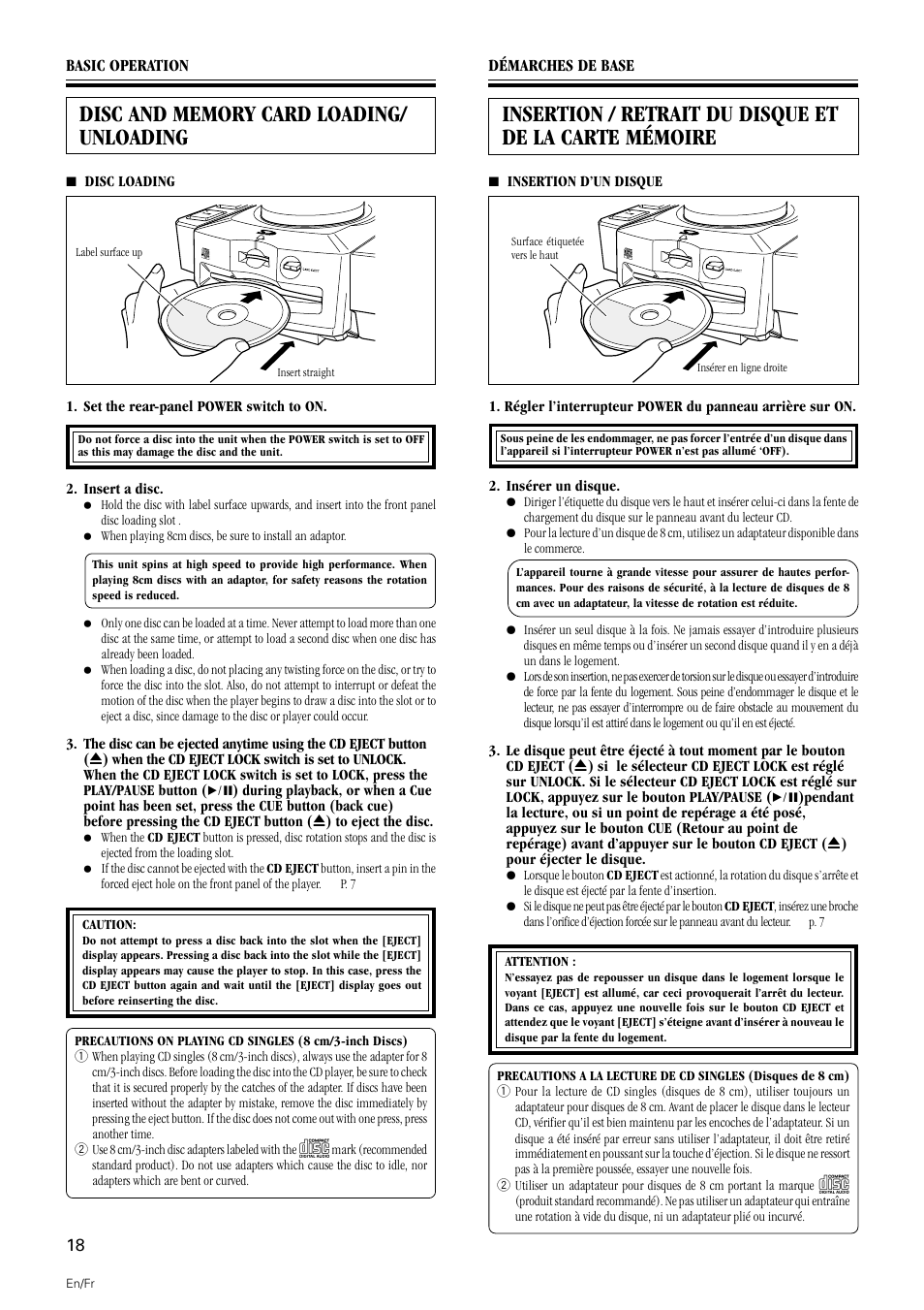 Disc and memory card loading/unloading | Pioneer DMP-555 User Manual | Page 18 / 120