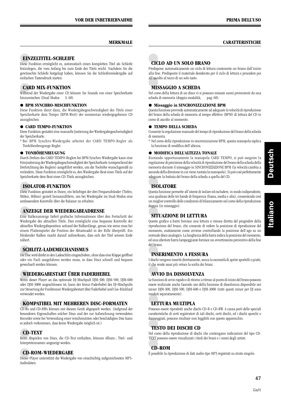 Deutsch italiano | Pioneer DMP-555 User Manual | Page 47 / 120