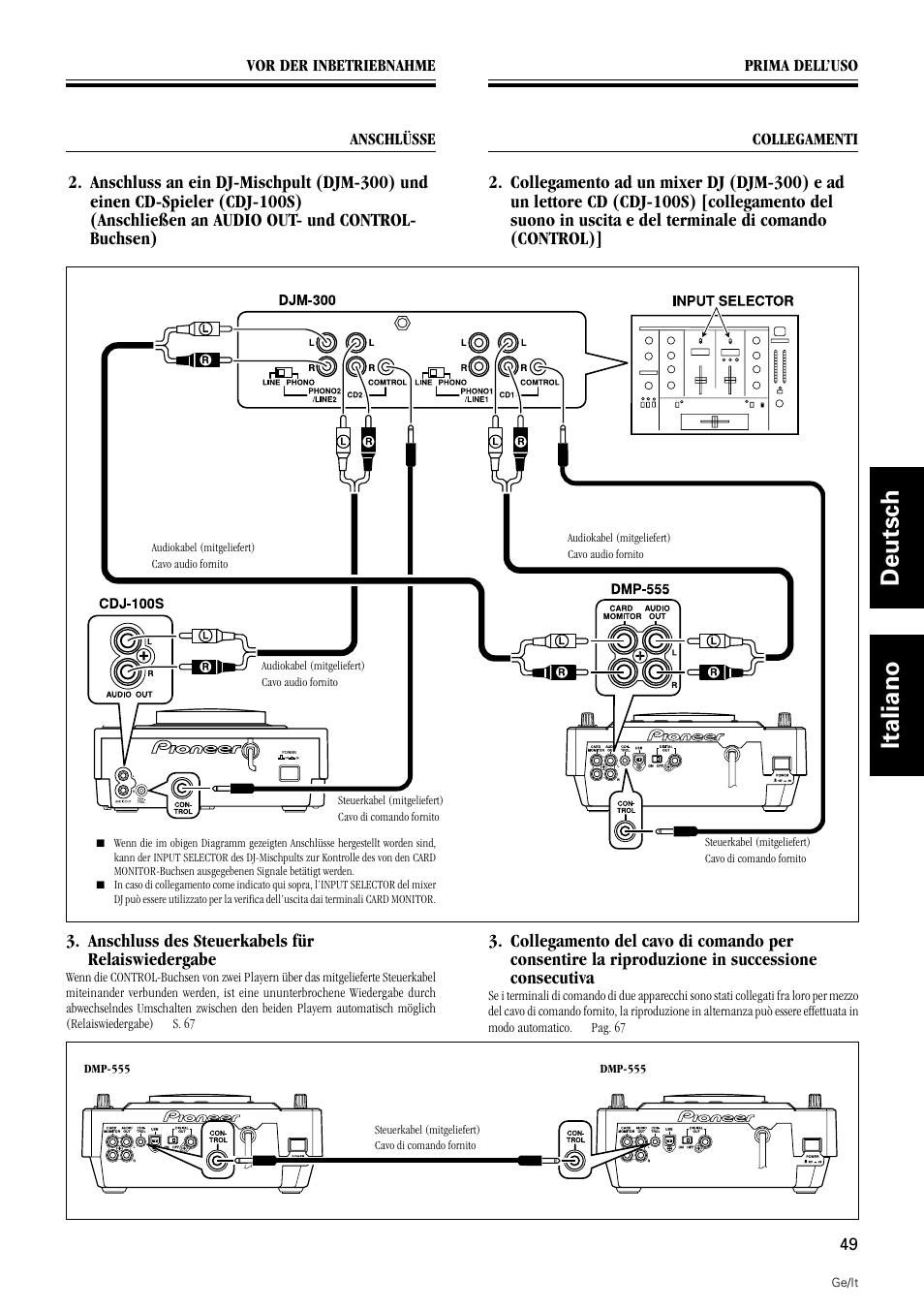 Deutsch italiano | Pioneer DMP-555 User Manual | Page 49 / 120