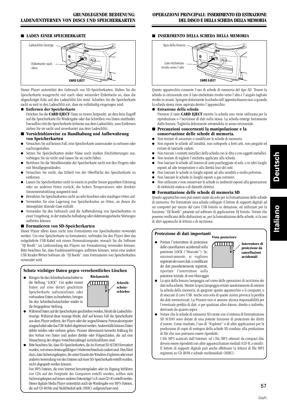 Deutsch italiano | Pioneer DMP-555 User Manual | Page 57 / 120