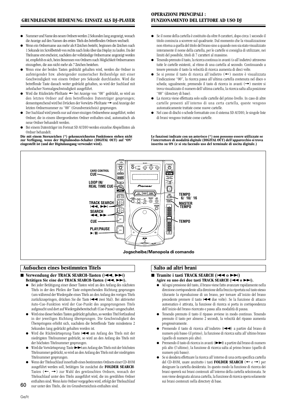 Aufsuchen eines bestimmten titels, Salto ad altri brani | Pioneer DMP-555 User Manual | Page 60 / 120