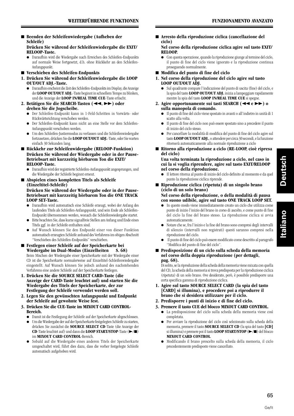 Deutsch italiano | Pioneer DMP-555 User Manual | Page 65 / 120