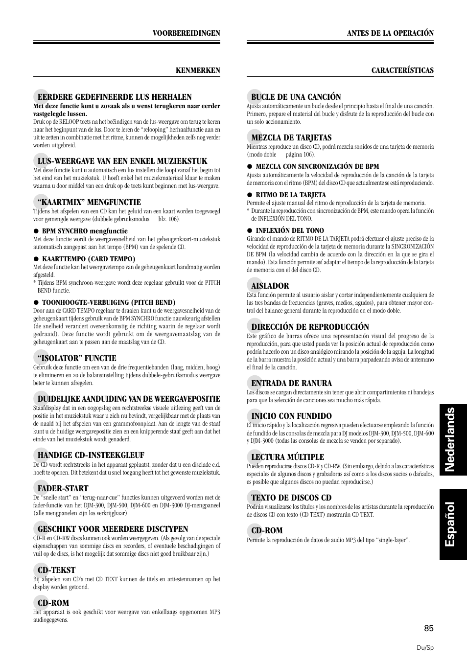 Nederlands español | Pioneer DMP-555 User Manual | Page 85 / 120