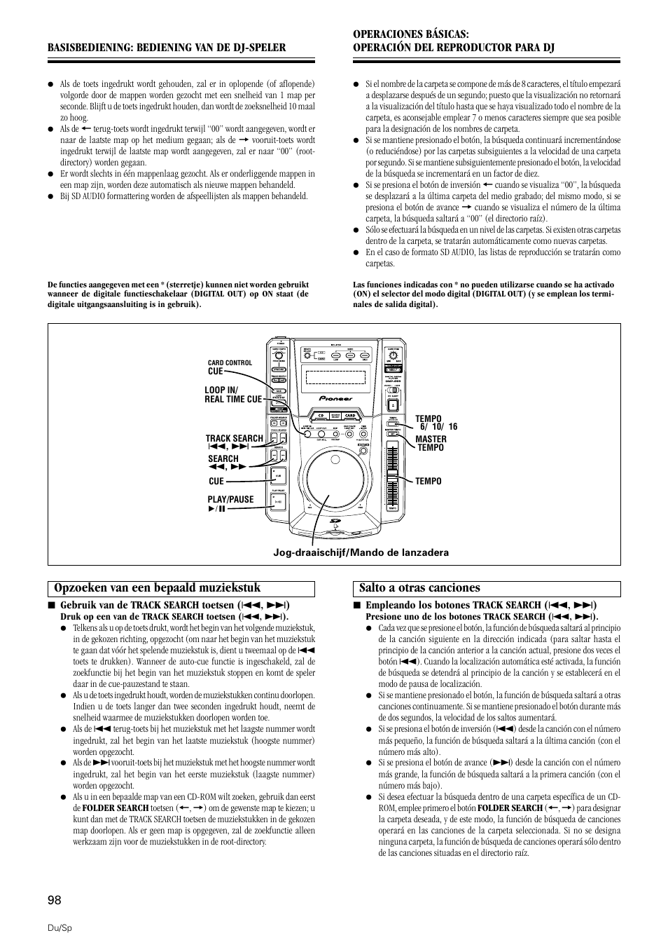Opzoeken van een bepaald muziekstuk, Salto a otras canciones | Pioneer DMP-555 User Manual | Page 98 / 120