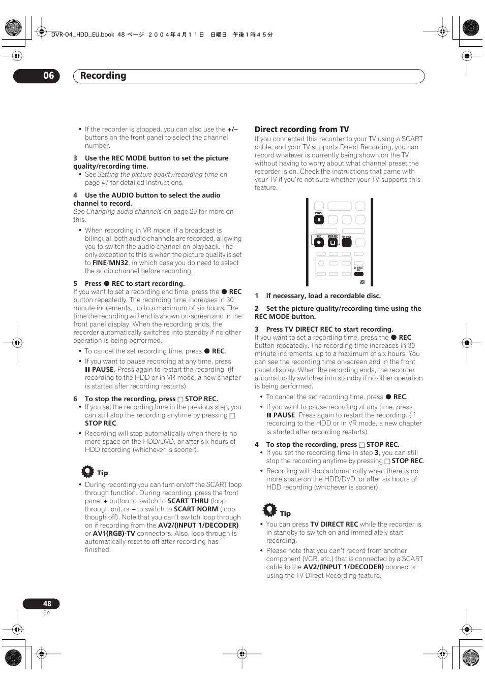 Recording 06 | Pioneer DVR-520H-S User Manual | Page 48 / 128