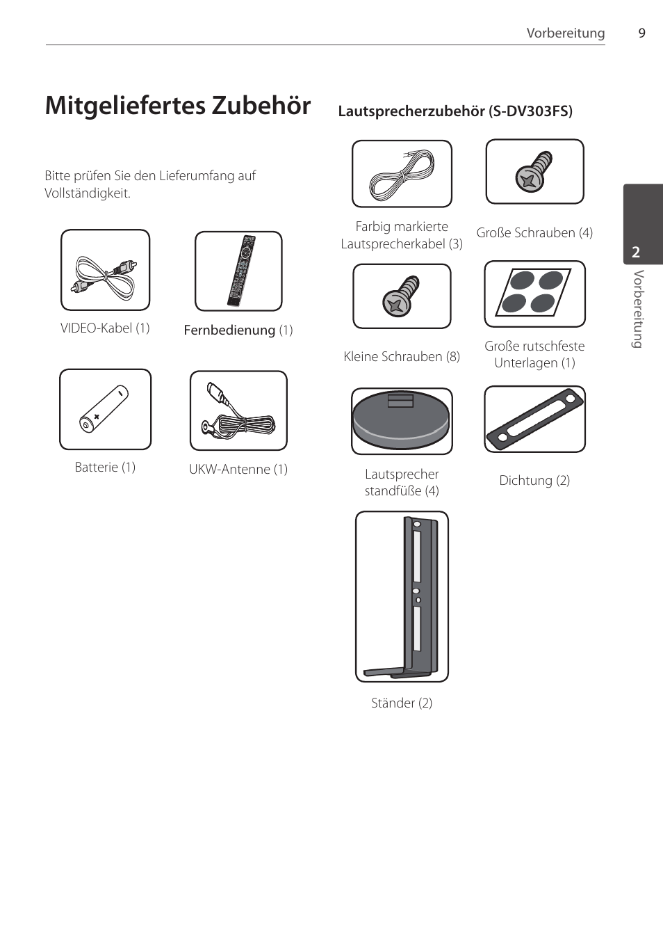 Mitgeliefertes zubehör | Pioneer DCS-FS303K User Manual | Page 101 / 278