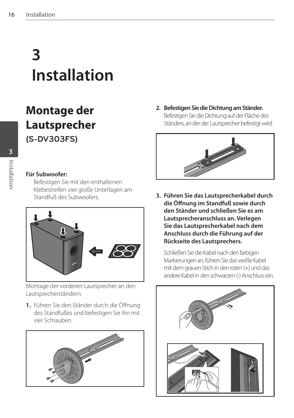 3installation, Montage der lautsprecher | Pioneer DCS-FS303K User Manual | Page 108 / 278