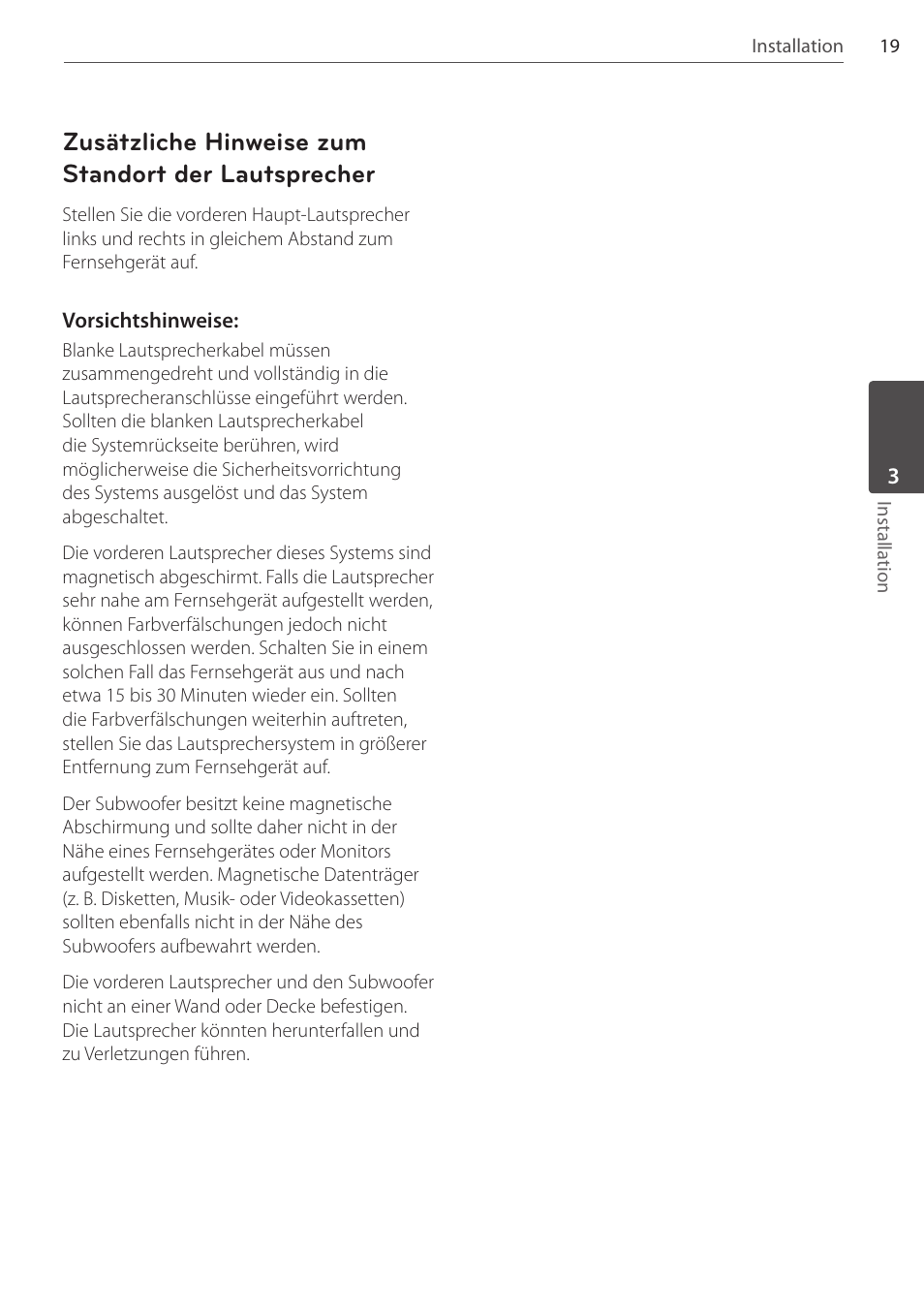 Zusätzliche hinweise zum standort der lautsprecher | Pioneer DCS-FS303K User Manual | Page 111 / 278