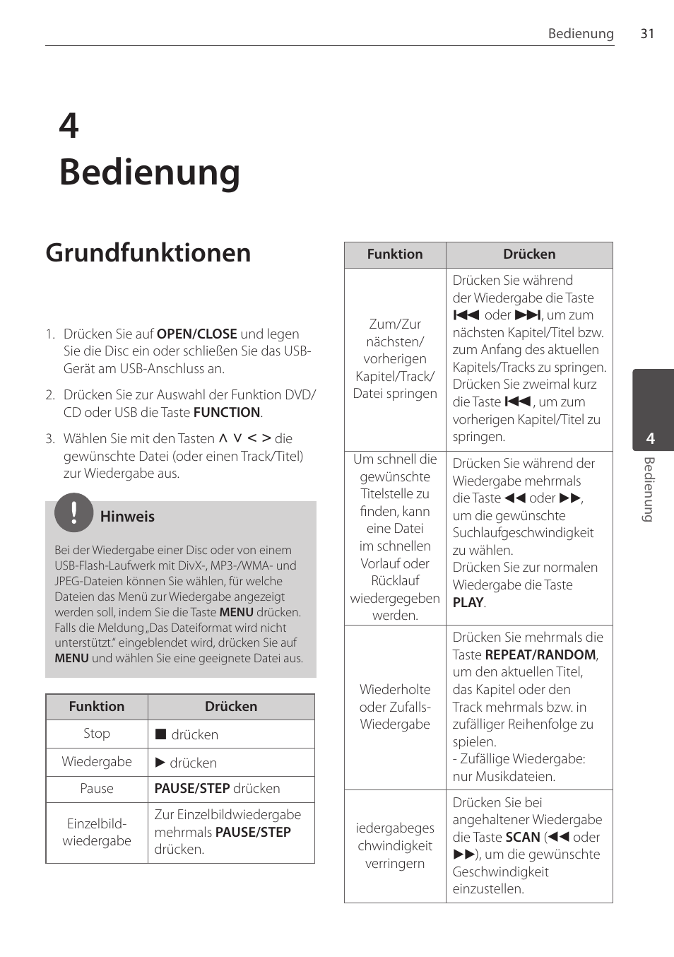4bedienung, Grundfunktionen | Pioneer DCS-FS303K User Manual | Page 123 / 278