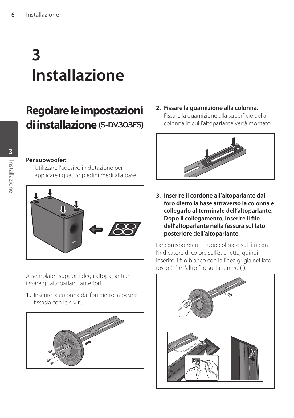 3installazione, Regolare le impostazioni di installazione | Pioneer DCS-FS303K User Manual | Page 154 / 278