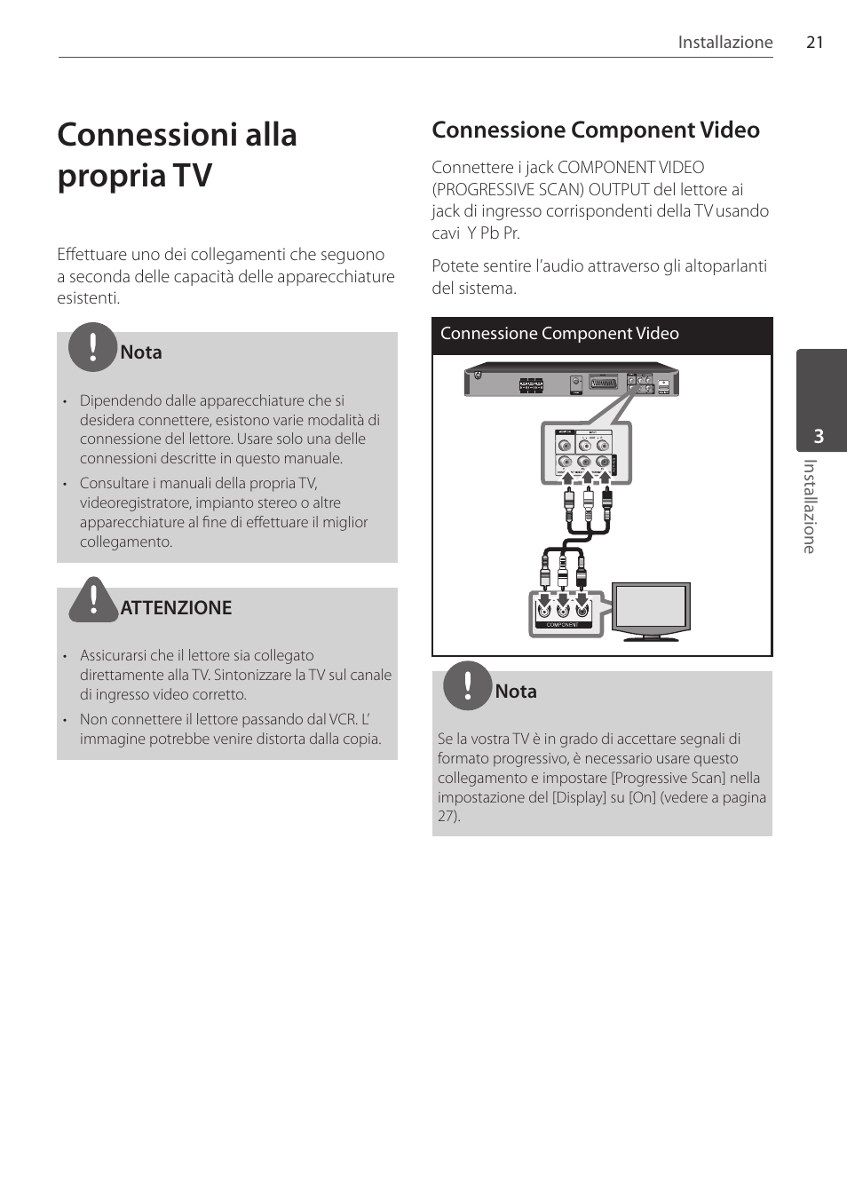 Connessioni alla propria tv, Connessione component video | Pioneer DCS-FS303K User Manual | Page 159 / 278