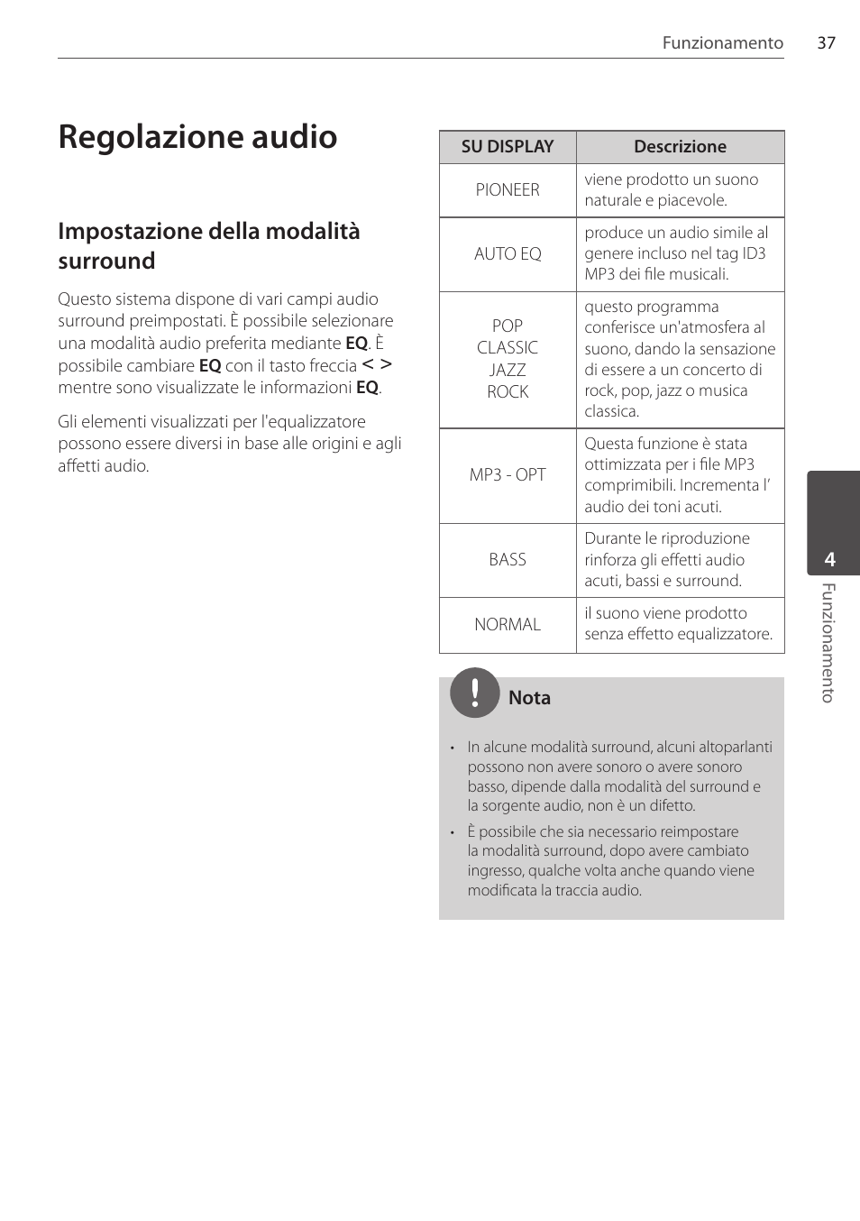 Regolazione audio, Impostazione della modalità surround | Pioneer DCS-FS303K User Manual | Page 175 / 278
