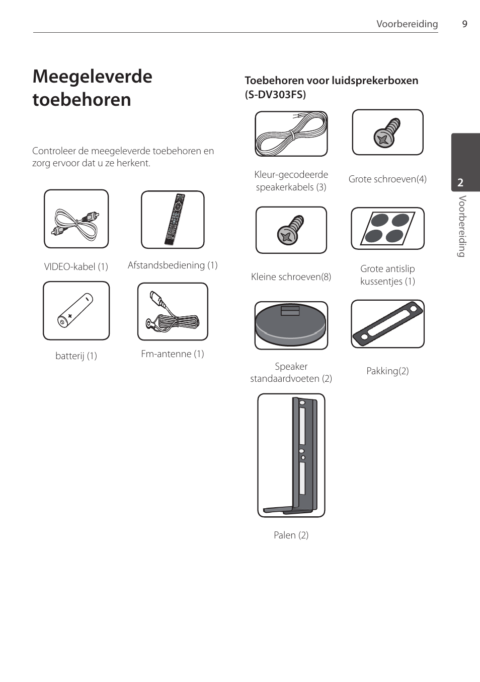 Meegeleverde toebehoren | Pioneer DCS-FS303K User Manual | Page 193 / 278