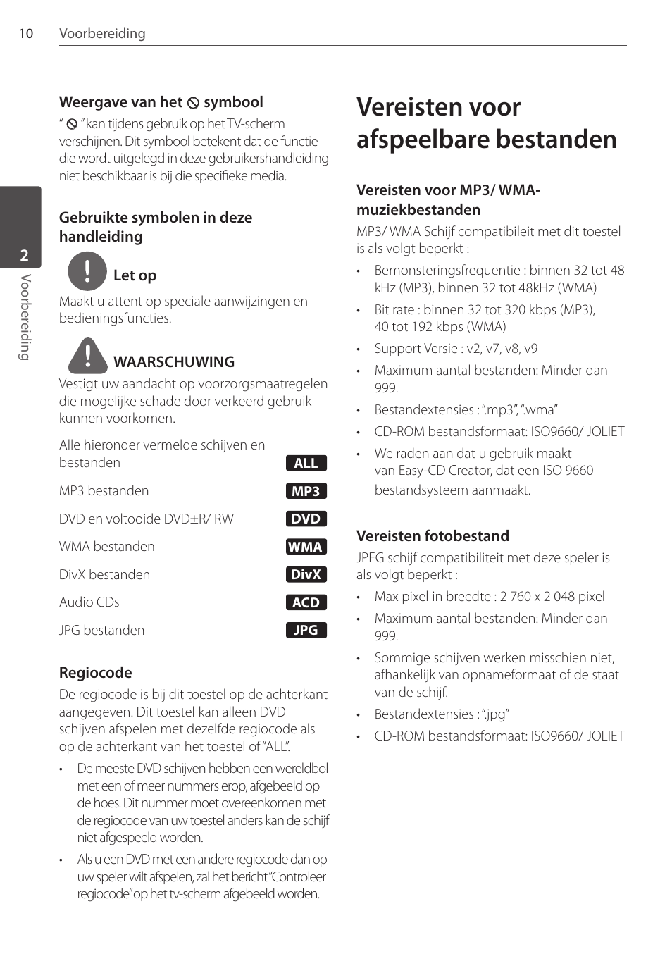 Vereisten voor afspeelbare bestanden | Pioneer DCS-FS303K User Manual | Page 194 / 278