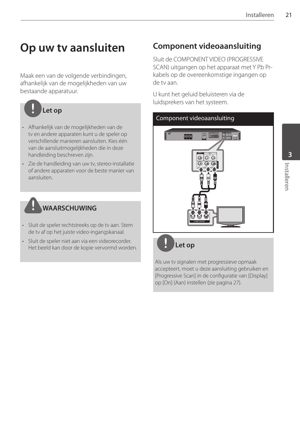 Op uw tv aansluiten, Component videoaansluiting | Pioneer DCS-FS303K User Manual | Page 205 / 278