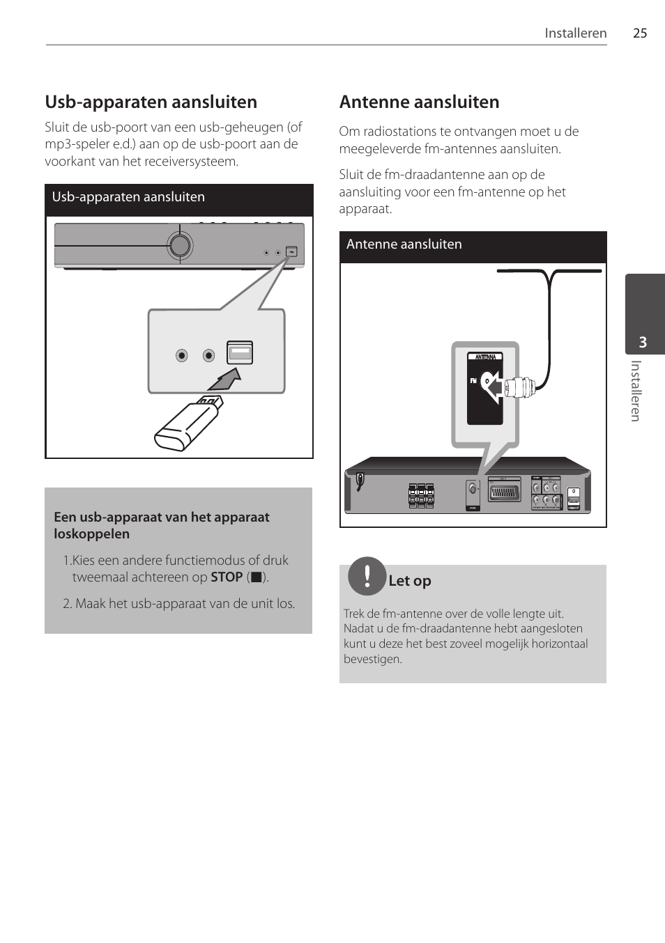 Usb-apparaten aansluiten, Antenne aansluiten | Pioneer DCS-FS303K User Manual | Page 209 / 278