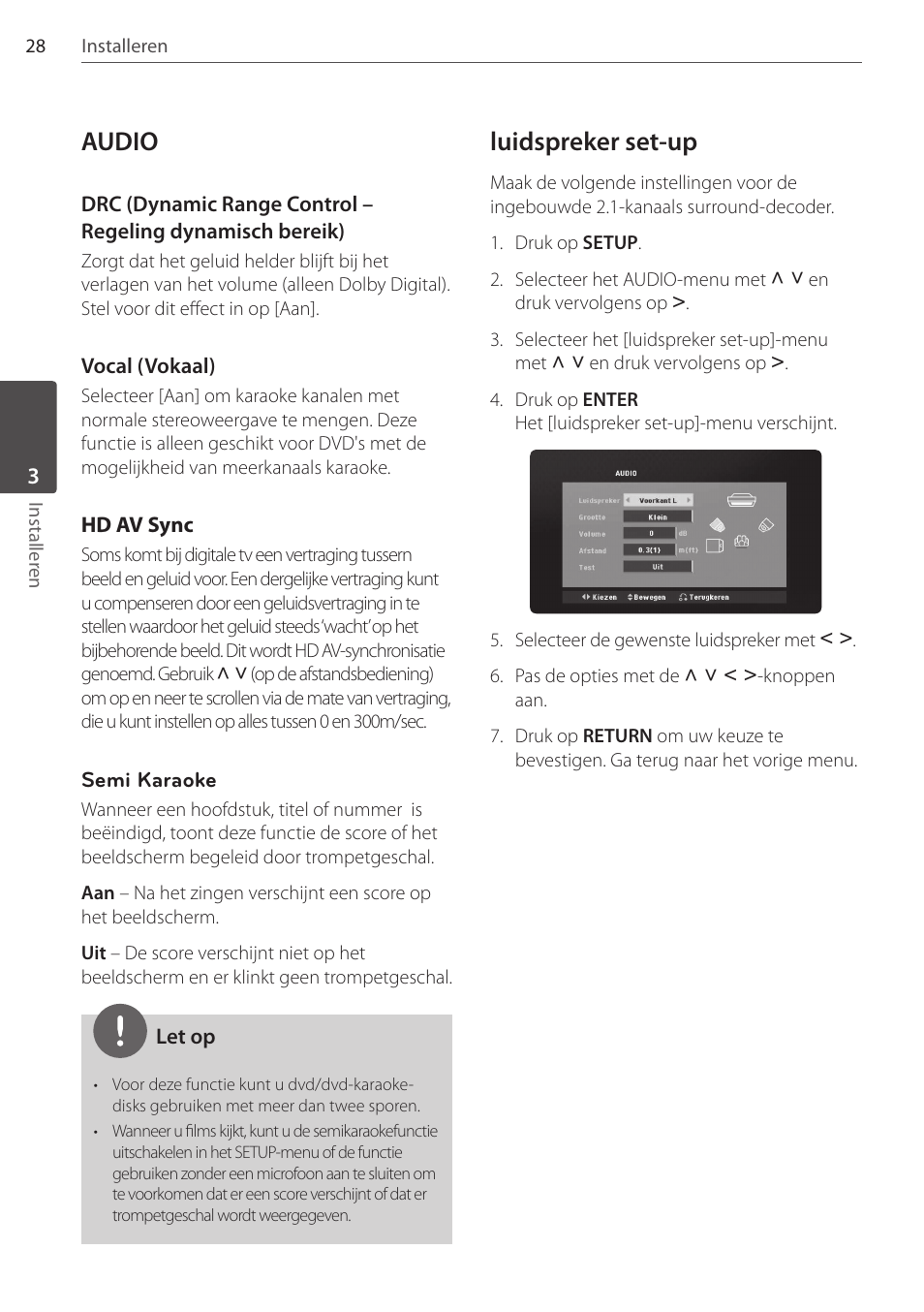 Audio, Luidspreker set-up | Pioneer DCS-FS303K User Manual | Page 212 / 278