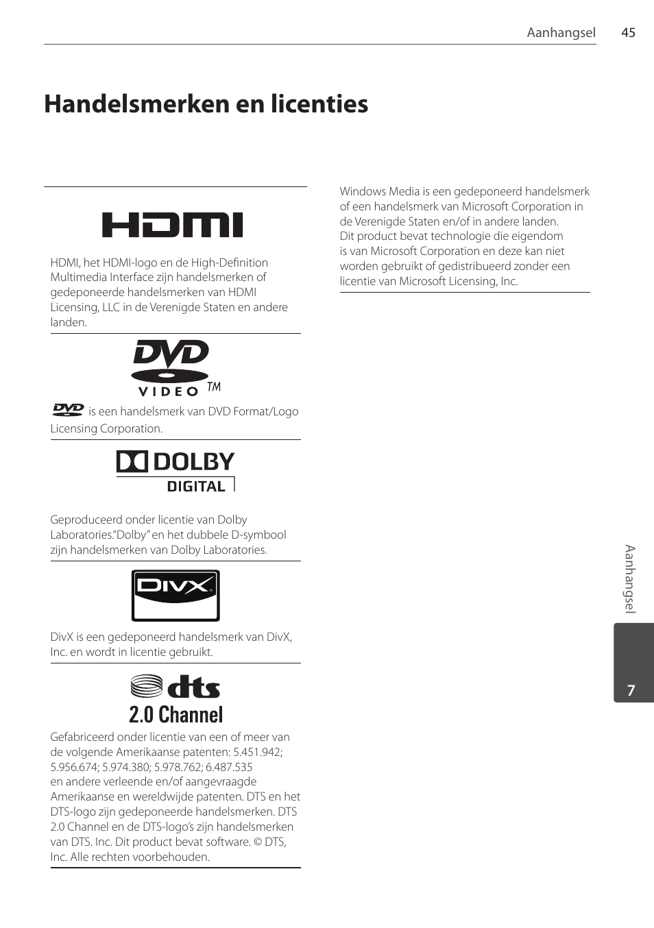 Handelsmerken en licenties | Pioneer DCS-FS303K User Manual | Page 229 / 278