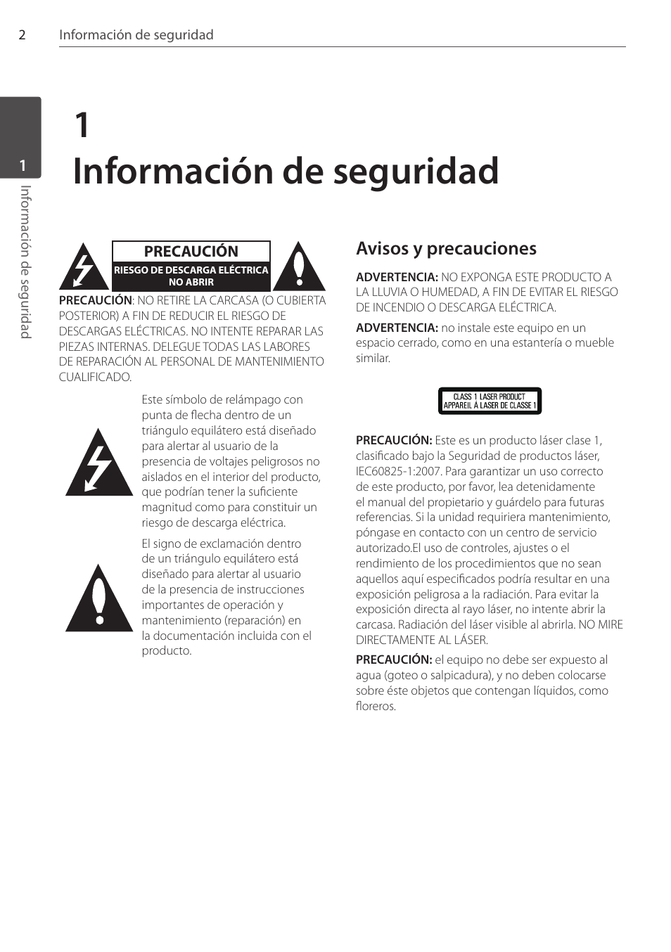 1información de seguridad, Avisos y precauciones | Pioneer DCS-FS303K User Manual | Page 232 / 278