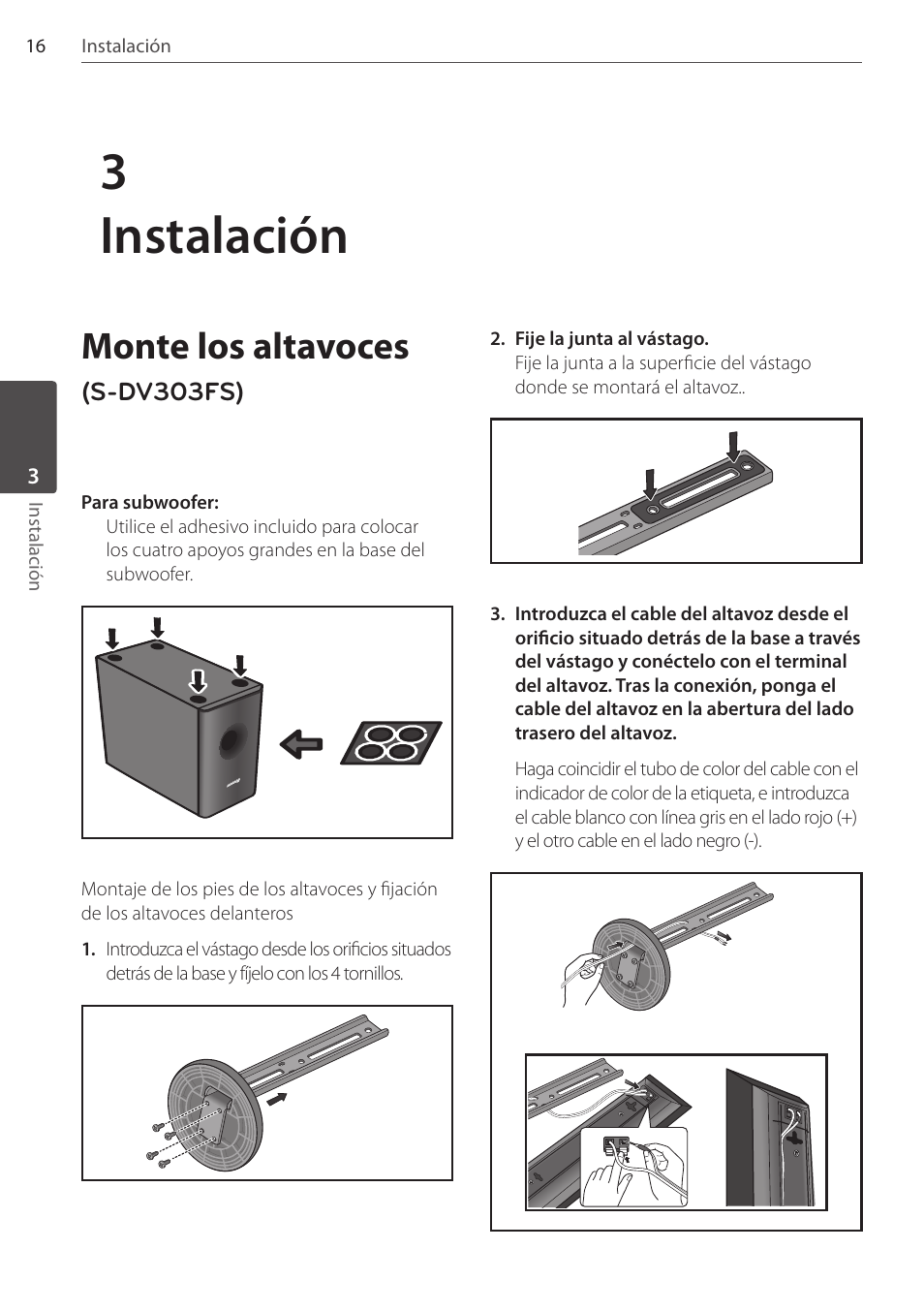 3instalación, Monte los altavoces | Pioneer DCS-FS303K User Manual | Page 246 / 278