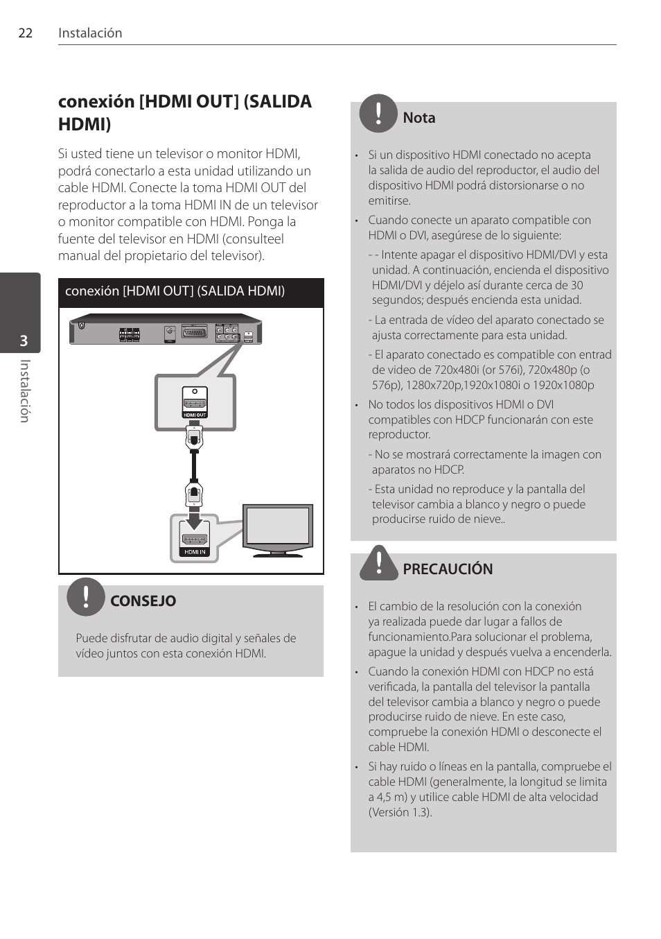 Conexión [hdmi out] (salida hdmi) | Pioneer DCS-FS303K User Manual | Page 252 / 278