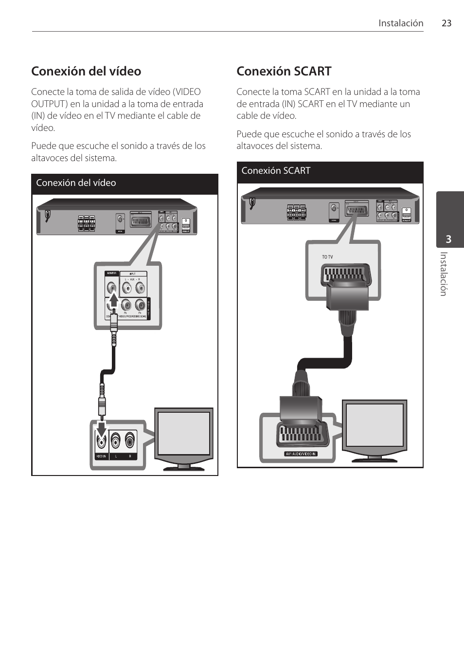 Conexión del vídeo, Conexión scart | Pioneer DCS-FS303K User Manual | Page 253 / 278