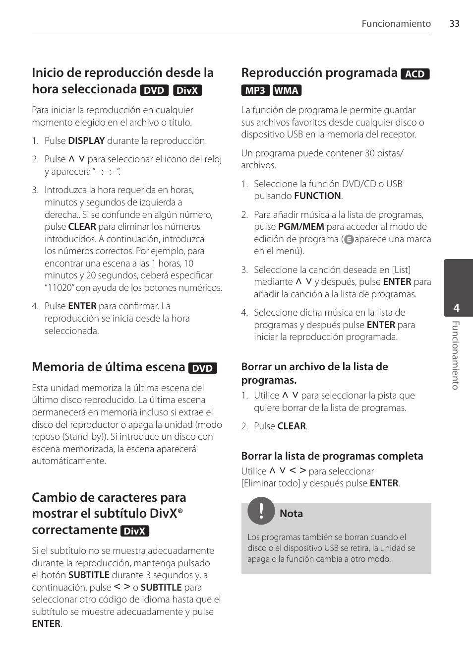 Inicio de reproducción desde la hora seleccionada, Reproducción programada | Pioneer DCS-FS303K User Manual | Page 263 / 278