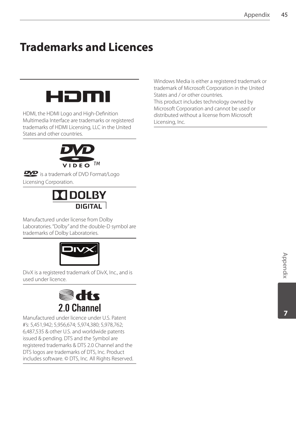 Trademarks and licences | Pioneer DCS-FS303K User Manual | Page 45 / 278