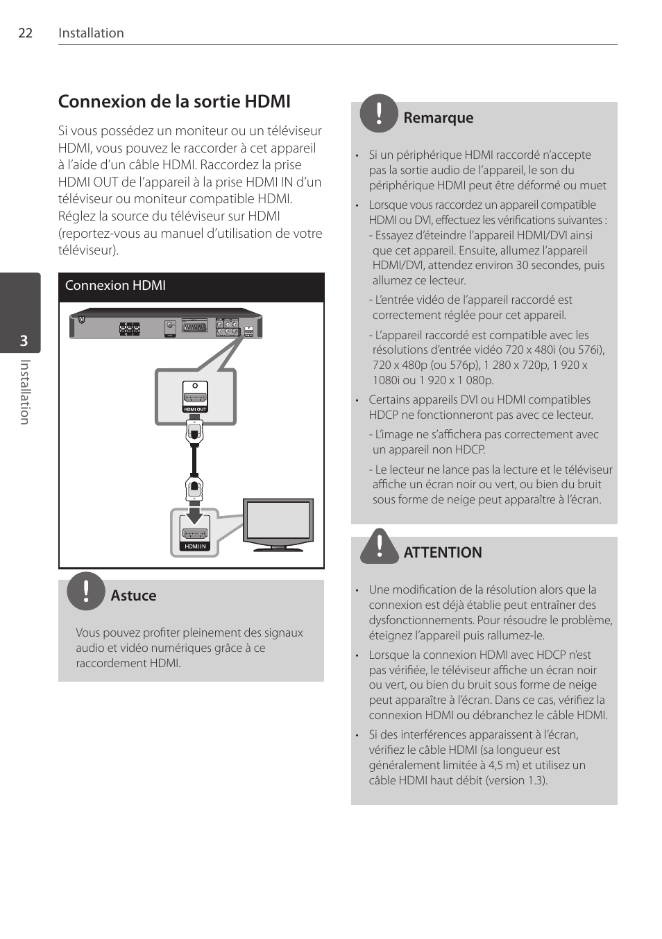 Connexion de la sortie hdmi | Pioneer DCS-FS303K User Manual | Page 68 / 278
