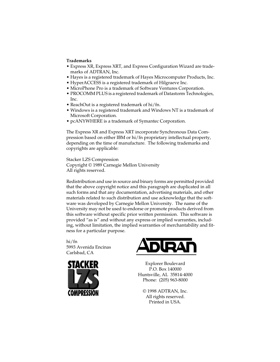 ADTRAN Express XRT User Manual | Page 2 / 111