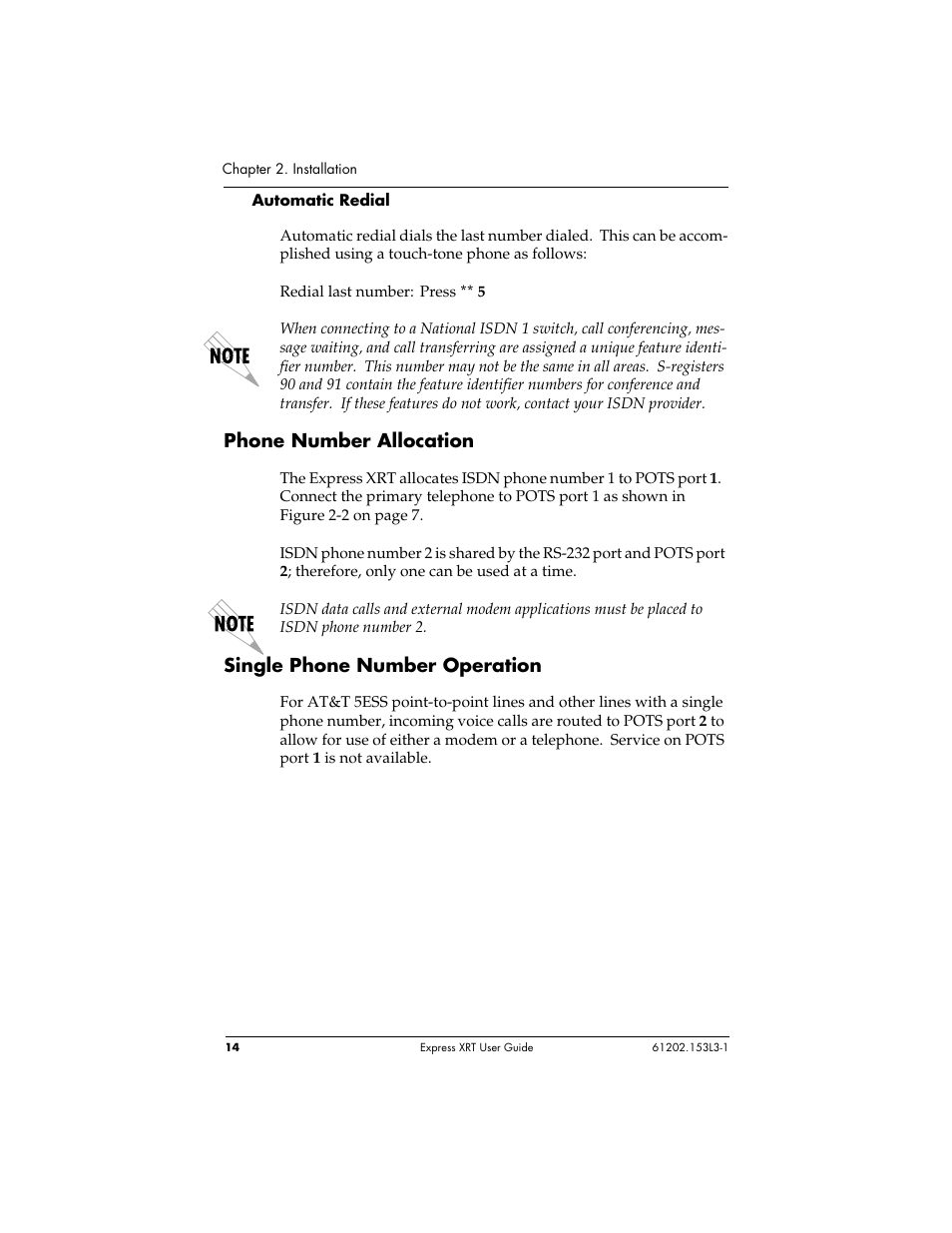 Phone number allocation, Single phone number operation | ADTRAN Express XRT User Manual | Page 28 / 111