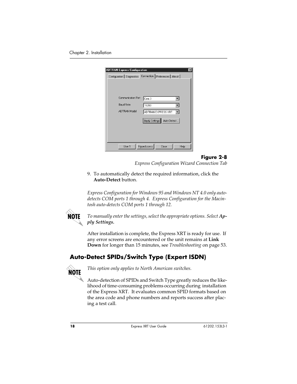 Auto-detect spids/switch type (expert isdn) | ADTRAN Express XRT User Manual | Page 32 / 111