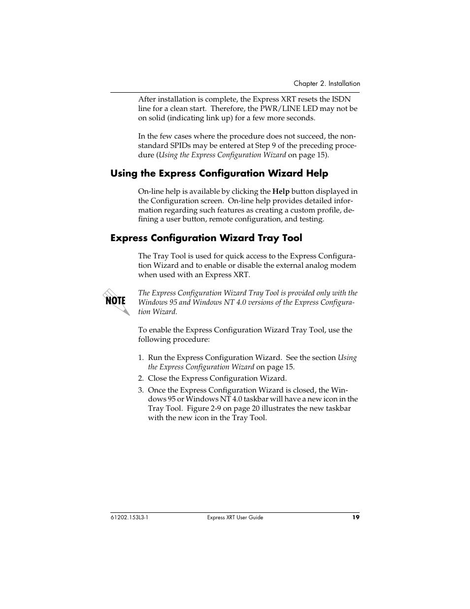 Using the express configuration wizard help, Express configuration wizard tray tool | ADTRAN Express XRT User Manual | Page 33 / 111