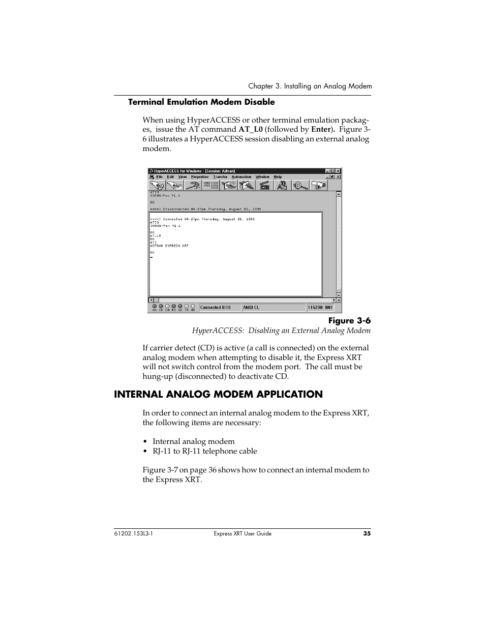 Internal analog modem application | ADTRAN Express XRT User Manual | Page 49 / 111