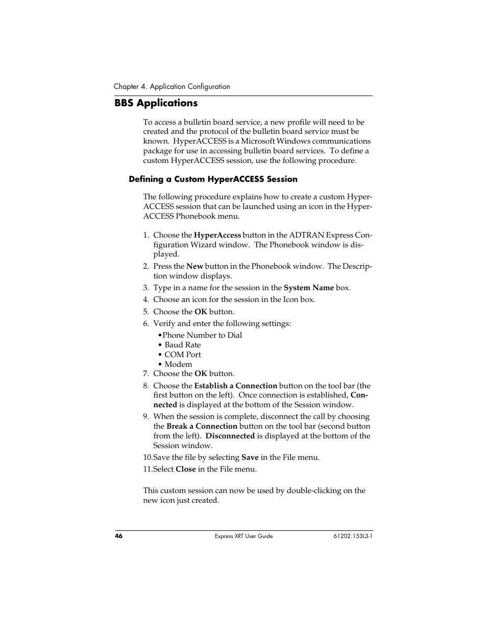 Bbs applications | ADTRAN Express XRT User Manual | Page 60 / 111
