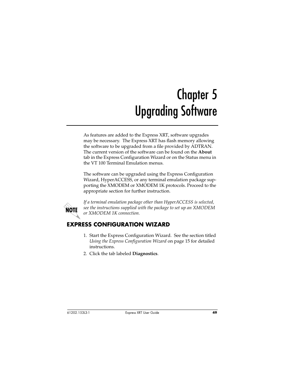 Chapter 5 upgrading software | ADTRAN Express XRT User Manual | Page 63 / 111