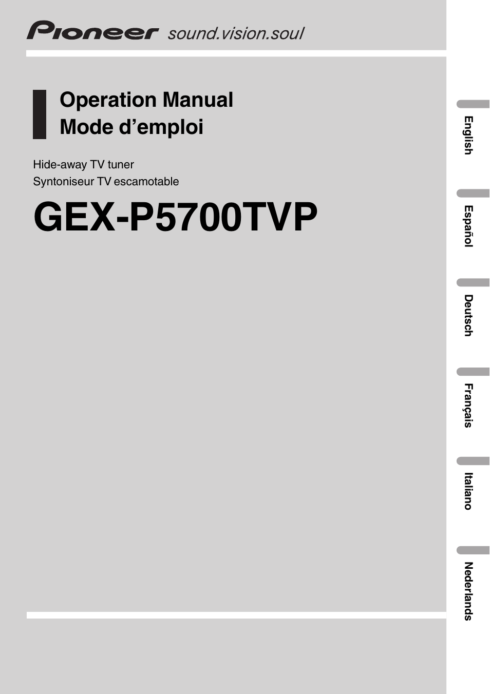 Pioneer GEX-P5700TVP User Manual | 105 pages