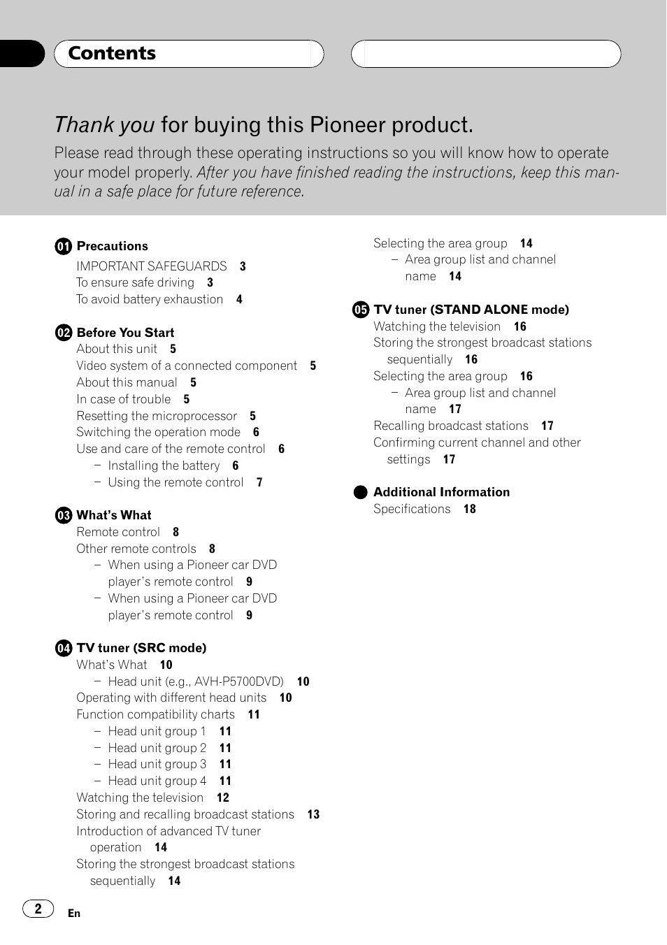 Pioneer GEX-P5700TVP User Manual | Page 2 / 105