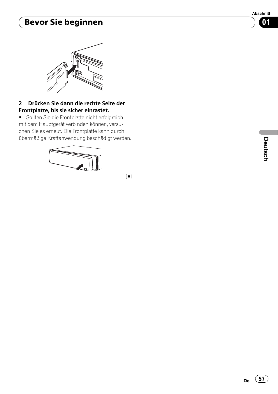 Bevor sie beginnen | Pioneer DEH-2100UB User Manual | Page 57 / 108