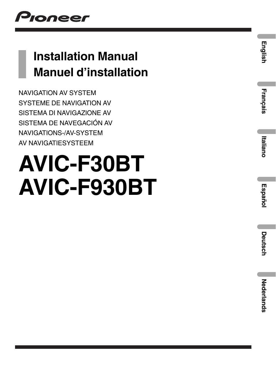 Pioneer AVIC-F30BT User Manual | 172 pages