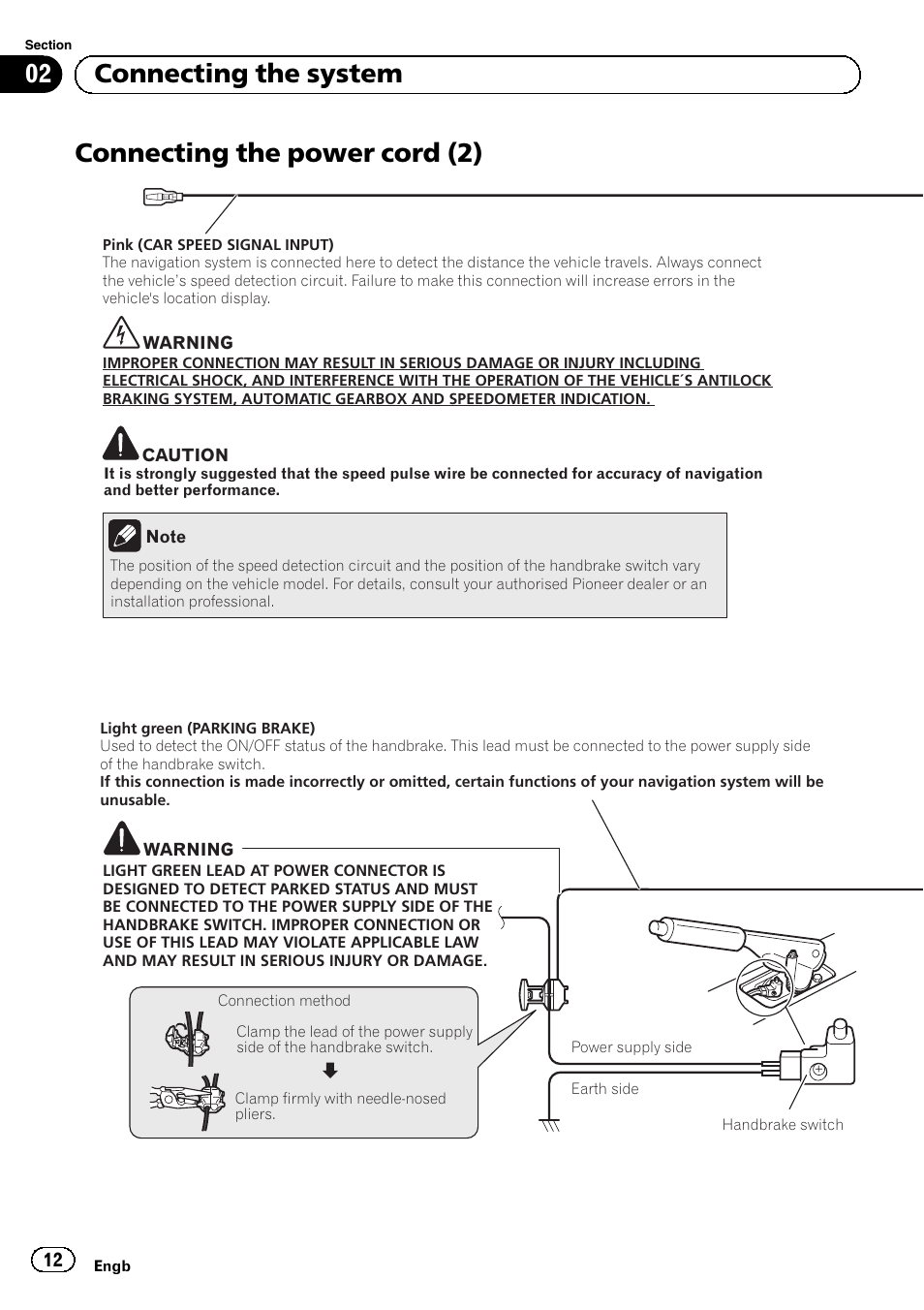 Connecting the power cord (2), 02 connecting the system | Pioneer AVIC-F30BT User Manual | Page 12 / 172