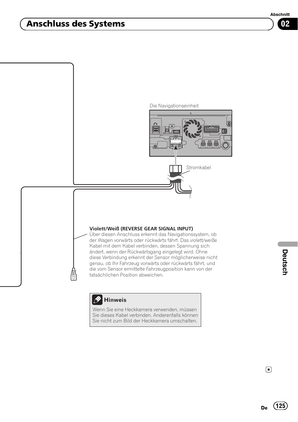 02 anschluss des systems | Pioneer AVIC-F30BT User Manual | Page 125 / 172