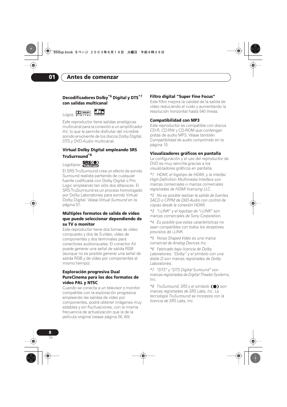 Antes de comenzar 01 | Pioneer DV-668AV-S User Manual | Page 104 / 200