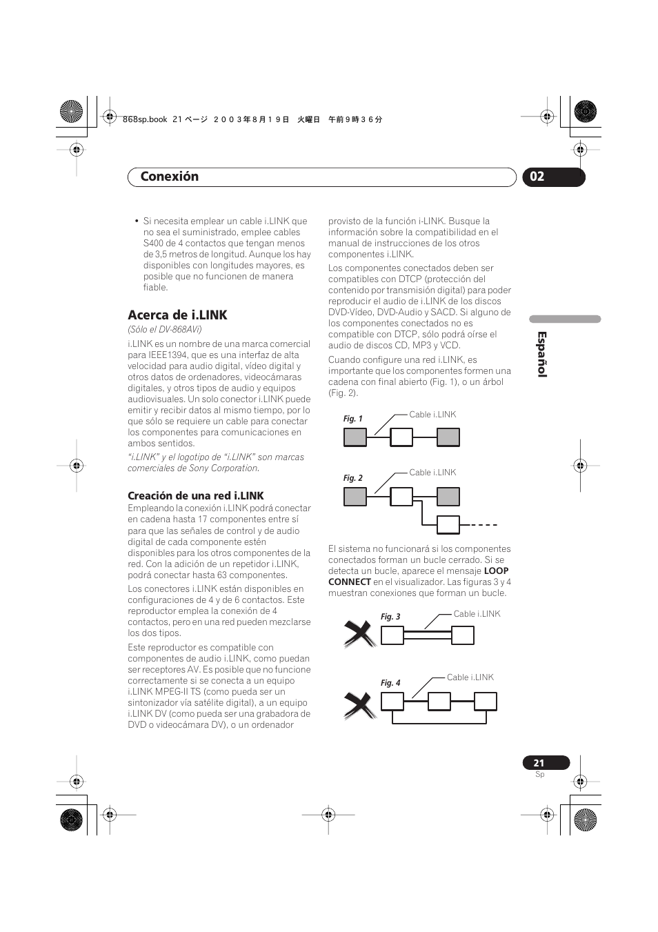 Acerca de i.link, Creación de una red i.link, Conexión 02 | Pioneer DV-668AV-S User Manual | Page 117 / 200