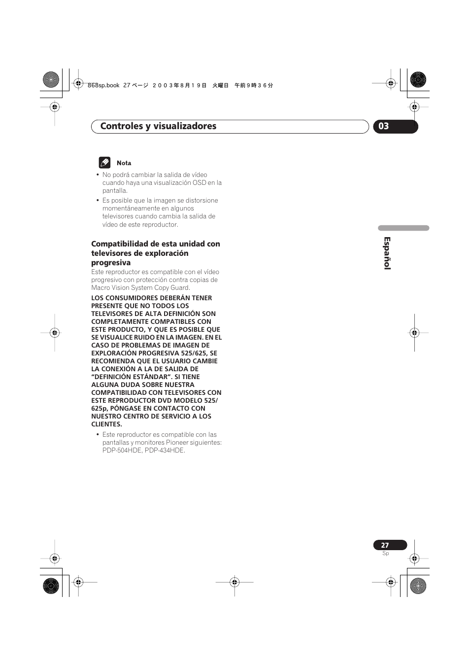 Controles y visualizadores 03 | Pioneer DV-668AV-S User Manual | Page 123 / 200