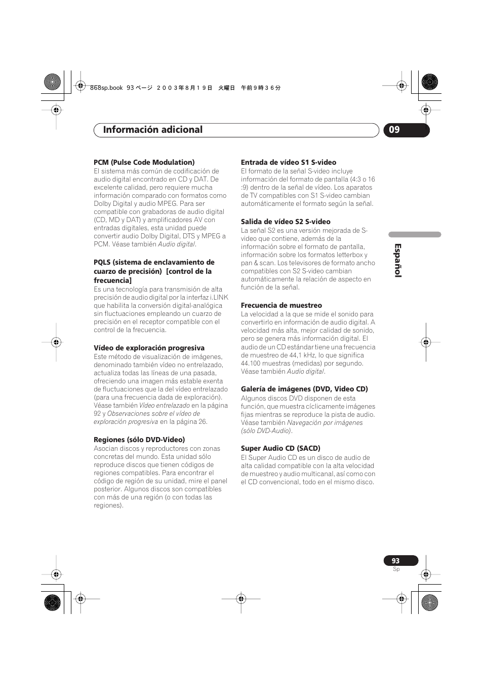 Información adicional 09 | Pioneer DV-668AV-S User Manual | Page 189 / 200
