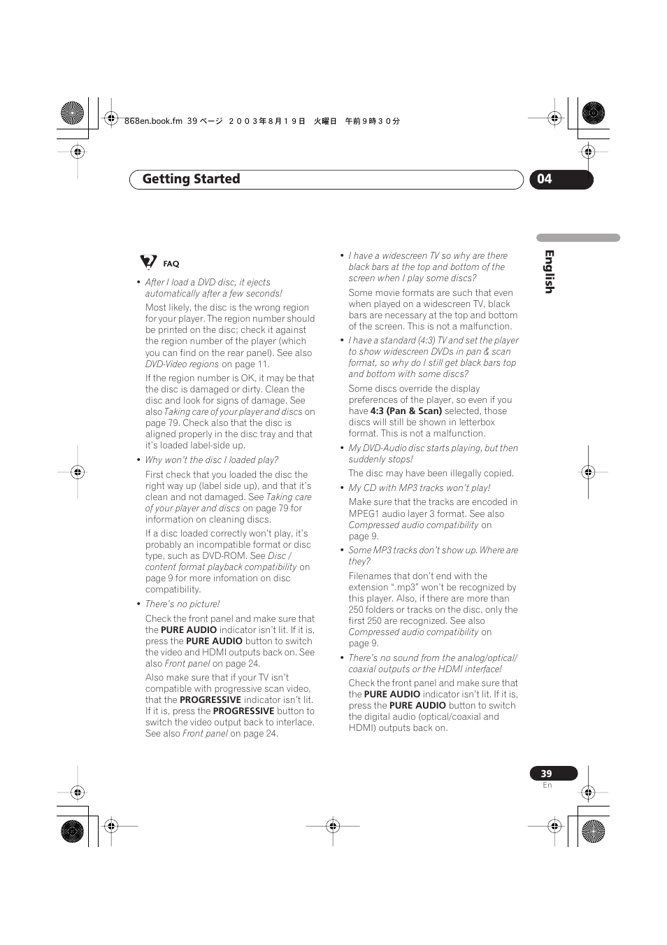 Getting started 04 | Pioneer DV-668AV-S User Manual | Page 39 / 200