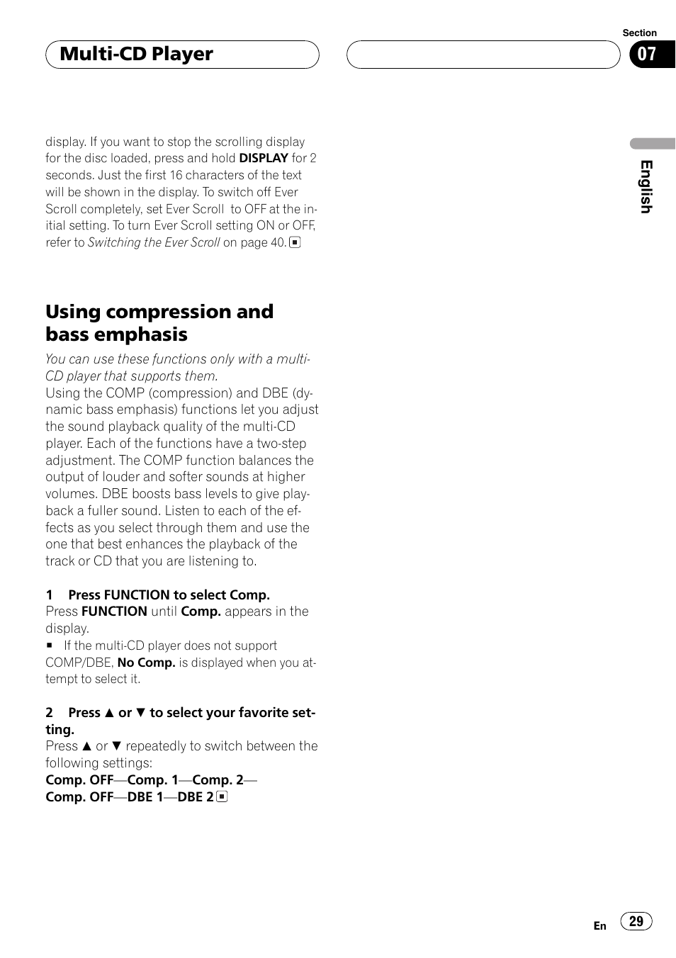 Using compression and bass emphasis 29, Using compression and bass emphasis, Multi-cd player | Pioneer DEH-P6600R User Manual | Page 29 / 103