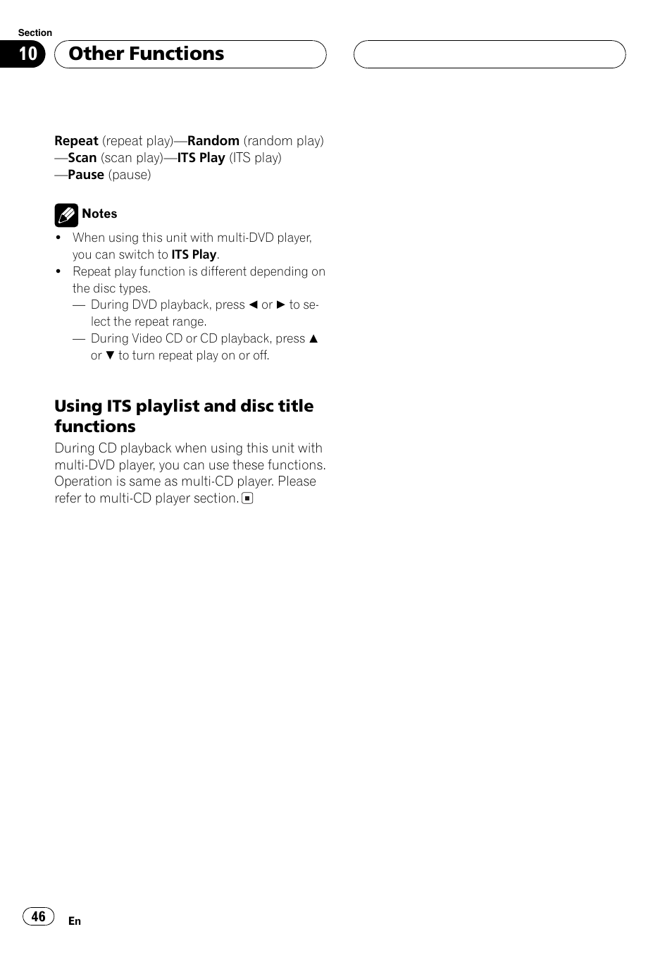 Using itsplaylist and disc title, Functions 46, Using its playlist and disc title functions | Other functions | Pioneer DEH-P6600R User Manual | Page 46 / 103